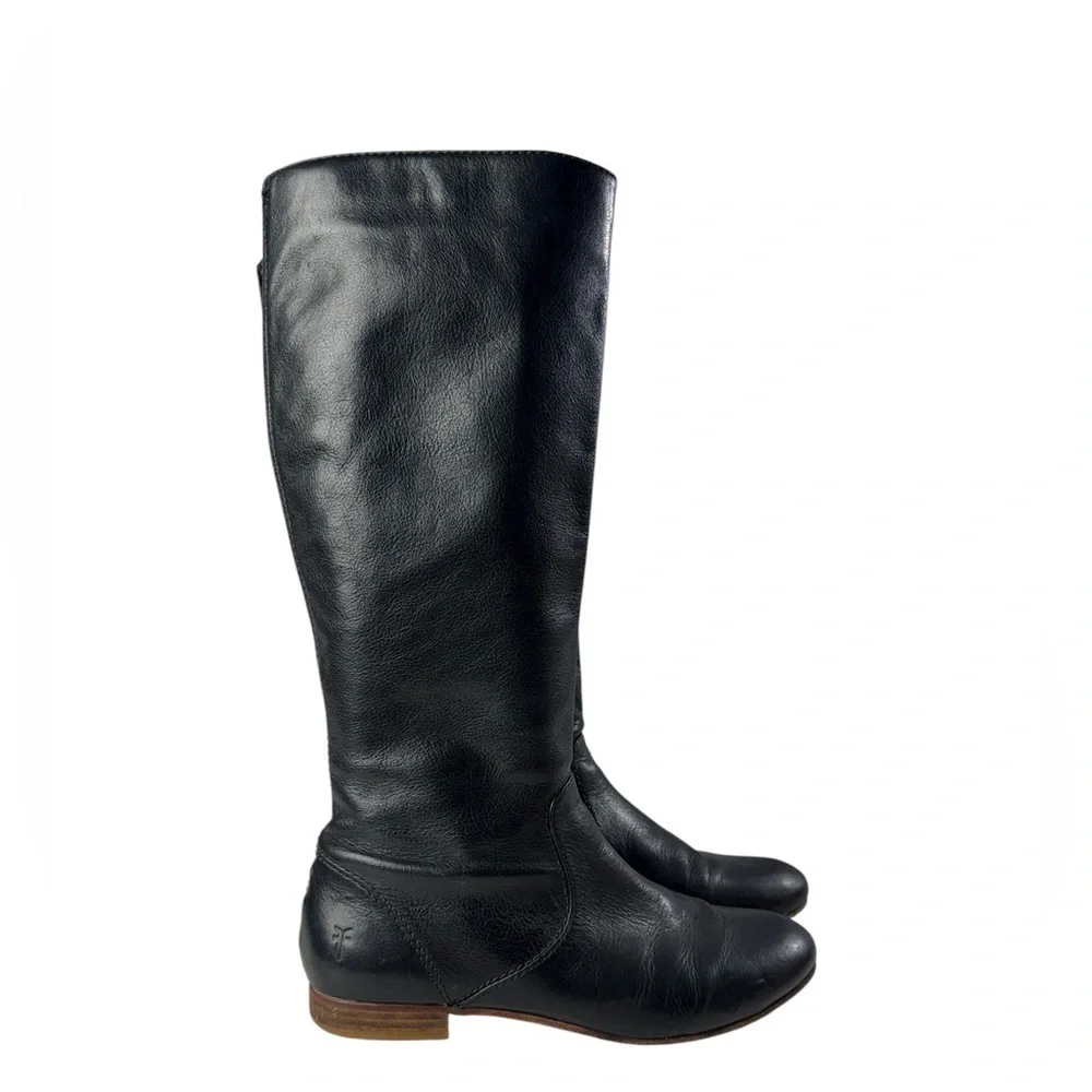 Frye Black Leather Knee-High Riding Boots